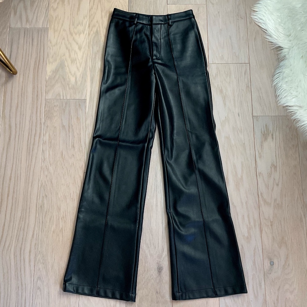 Maniere De Voir Faux Leather Pants - Small (Black)